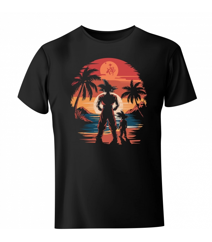 Koszulka Dragon Ball Goku on tropical beach