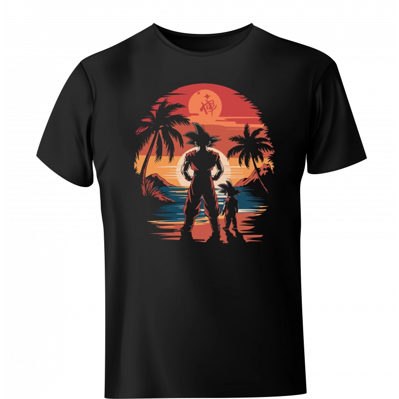 Koszulka Dragon Ball Goku on tropical beach