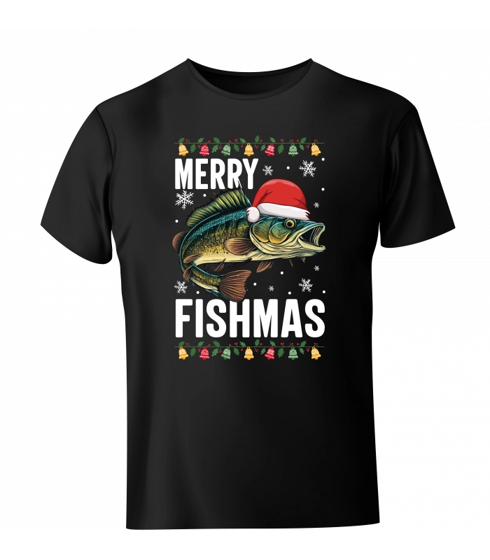 Koszulka Świąteczna dla wędkarza Merry Fishmas