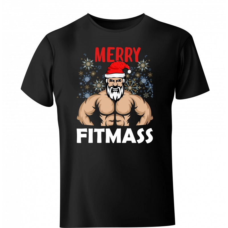 Koszulka Świąteczna Santa Gym Merry Fitmass